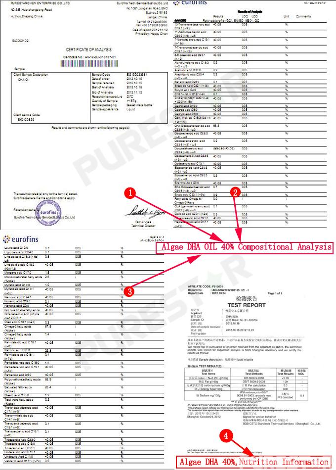 DHA 40% oil Nutrition Information 