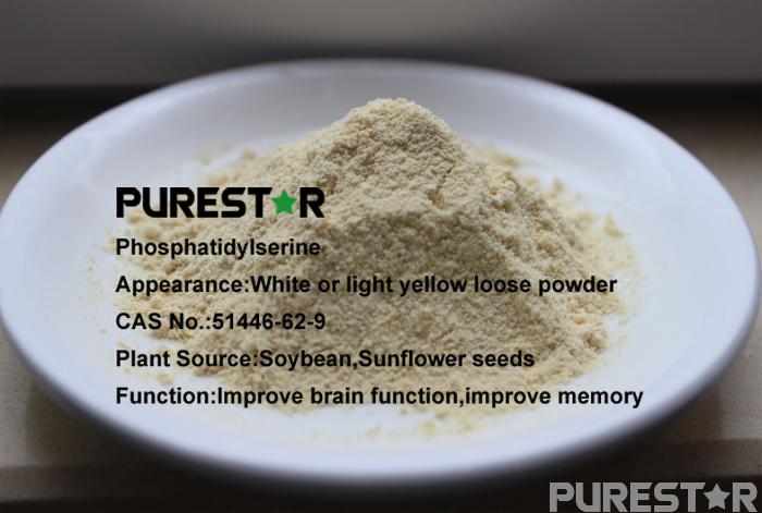 Phosphatidylserine Appearance:White or light yellow loose powder CAS No.:51446-62-9 Plant Source:Soybean,Sunflower seeds Function:Improve brain function,improve memory